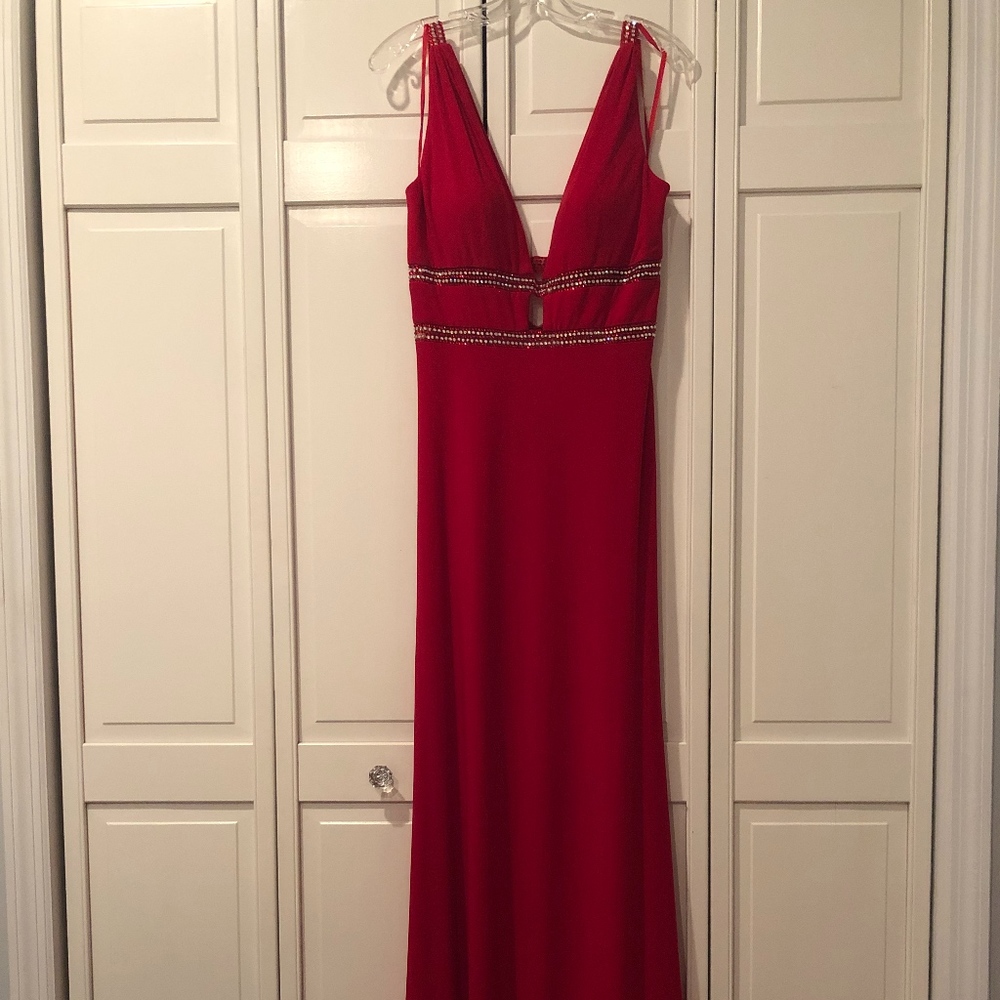 Red Beaded Evening Gown (Unworn)